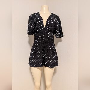 Forever 21 Black White Polka Dots Short Sleeves Small Kulotte